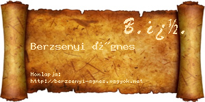 Berzsenyi Ágnes névjegykártya